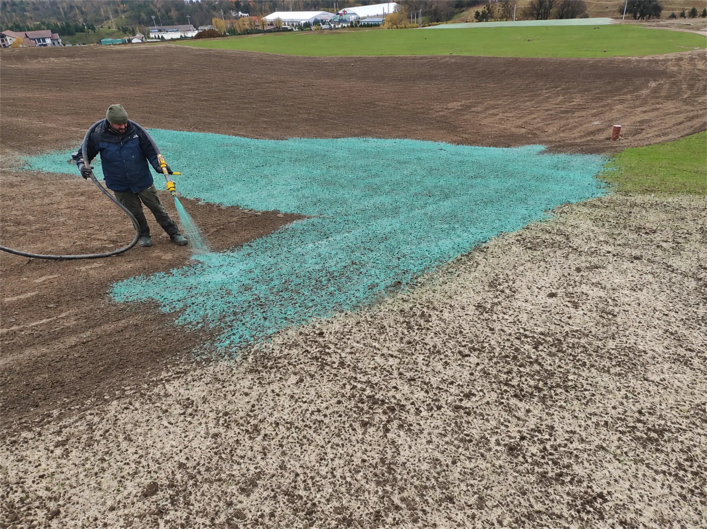 Hydroseeding a slope