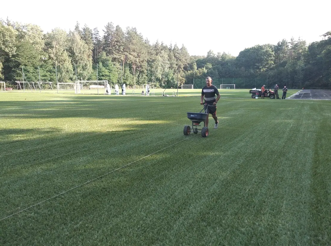 The finished hybrid pitch at the FC Shakhtar training base in Sviatoshyno