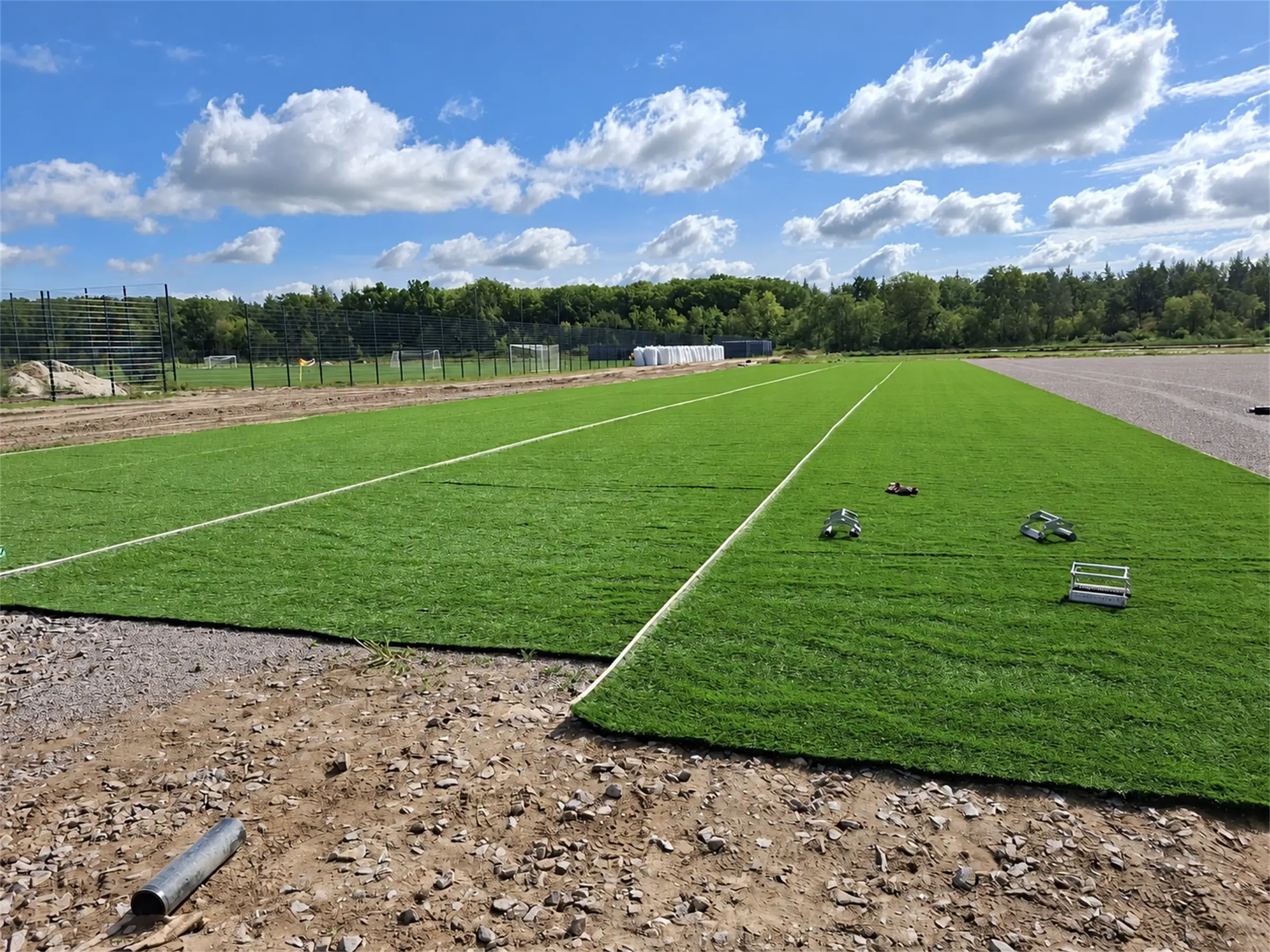 Laying artificial turf at the FC Shakhtar training base